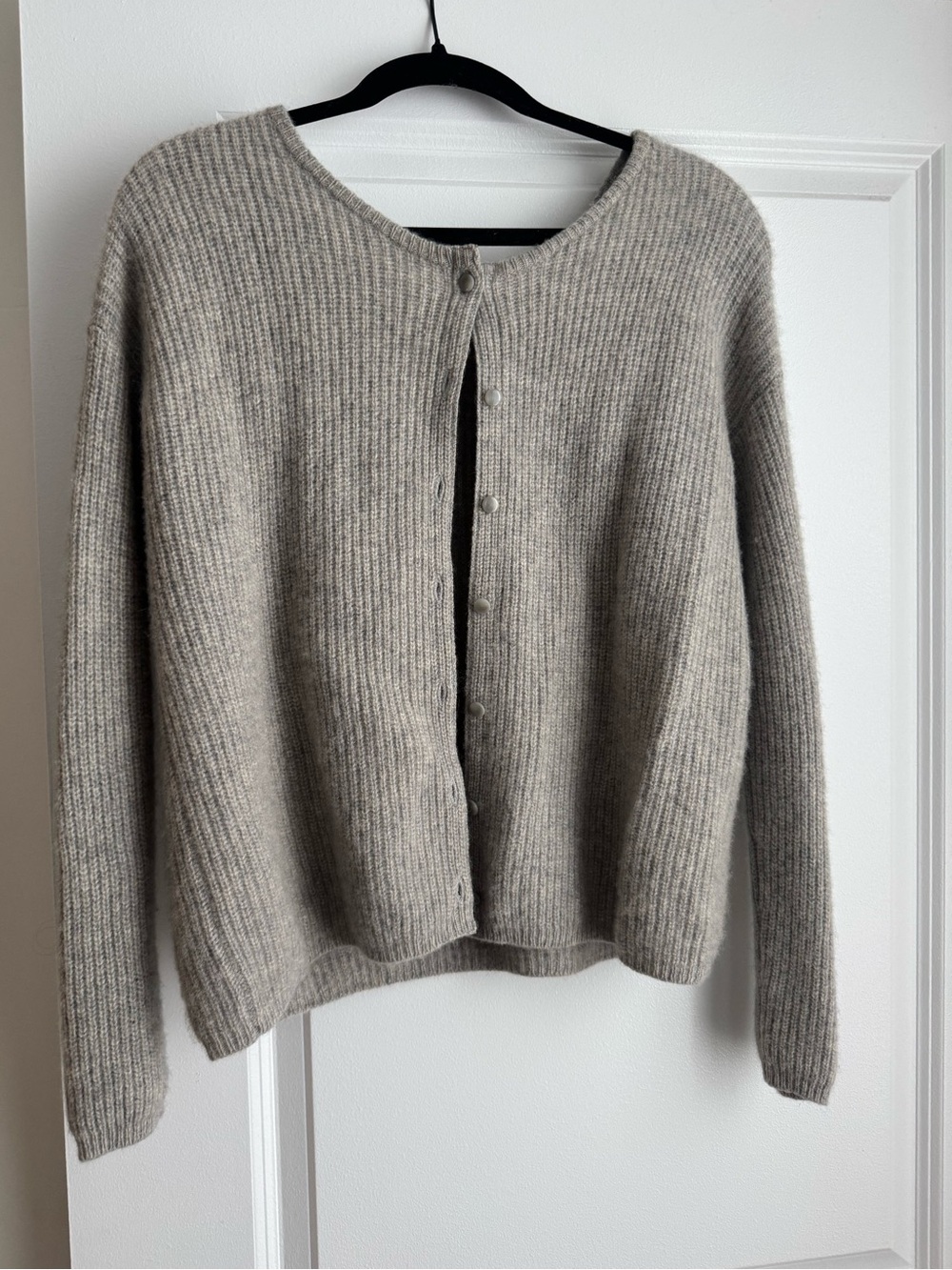 Quince Women's Cashmere Ribbed Cardigan - Light Gray